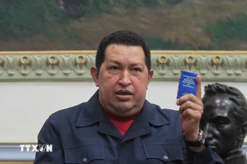 Tổng thống Hugo Chavez tại thủ đô Caracas ngày 8/12/2012. (Nguồn: THX/TTXVN)