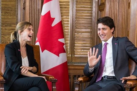 Nữ diễn viên Emma Watson đã có cơ hội diện kiến Thủ tướng Canada Justin Trudeau. (Nguồn: globalnews.ca)