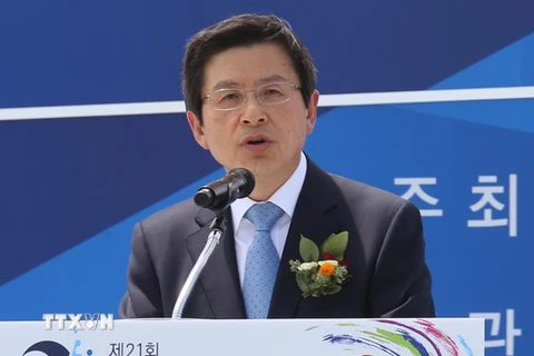 Thủ tướng Hàn Quốc Hwang Kyo-ahn phát biểu trong một sự kiện ở Suncheon ngày 31/5. (Nguồn: Yonhap/TTXVN)
