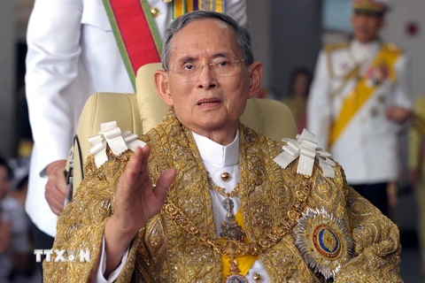 Nhà vua Thái Lan Bhumibol Adulyadej tại thủ đô Bangkok ngày 5/12/2010. (Nguồn: AFP/TTXVN)
