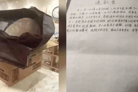 Cặp đôi Trung Quốc đã phải xin lỗi sau khi ăn trộm đồ. (Nguồn: shanghaiist.com)