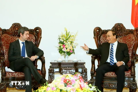 Thủ tướng Nguyễn Xuân Phúc tiếp ông Andrea Orlando, Bộ trưởng Tư pháp Italy đang có chuyến thăm và làm việc tại Việt Nam. (Ảnh: Thống Nhất/TTXVN)