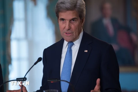 Ngoại trưởng Mỹ John Kerry tại cuộc họp báo ở thủ đô Washington ngày 19/10. (Nguồn: AFP/TTXVN)