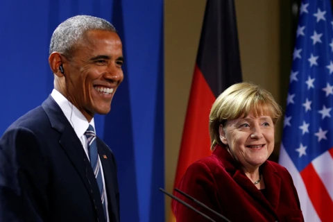 Thủ tướng Đức Angela Merkel và Tổng thống Mỹ Barack Obama. (Nguồn: Reuters)