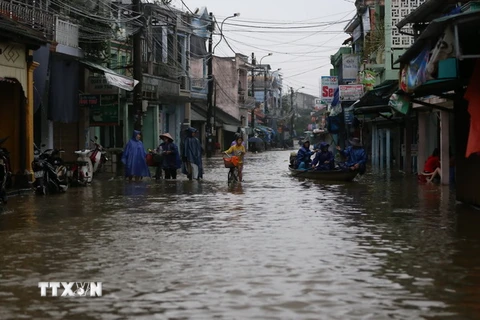 Ngập lụt ở thành phố Huế. (Ảnh: Hồ Cầu/TTXVN)