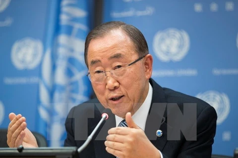 Tổng thư ký Liên hợp quốc Ban Ki-moon trong cuộc họp báo ở New York của Mỹ ngày 16/12. (Ảnh: THX/TTXVN)