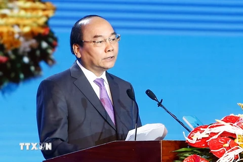 Thủ tướng Nguyễn Xuân Phúc phát biểu tại Lễ kỷ niệm. (Ảnh:Thống Nhất/TTXVN)