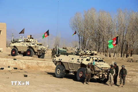 Lực lượng an ninh Afghanistan trong chiến dịch truy quét phiến quân Taliban ở tỉnh Ghazni. (Nguồn: THX/TTXVN)
