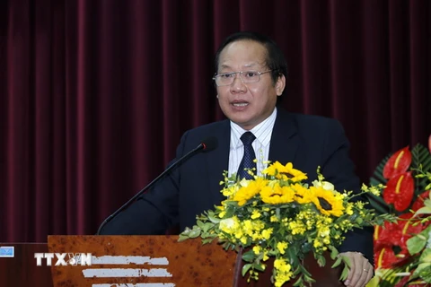 Ủy viên Trung ương Đảng, Chủ tịch Hội hữu nghị Việt Nam-Ấn Độ Trương Minh Tuấn phát biểu tại buổi lễ. (Ảnh: An Đăng/TTXVN)