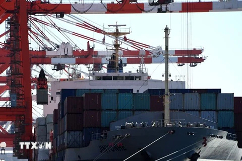 Hoạt động vận chuyển hàng hóa tại cảng Tokyo. (Nguồn: AFP/TTXVN)