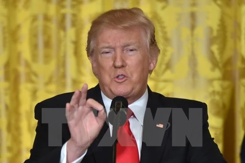 Tổng thống Mỹ Donald Trump trong cuộc họp báo ở Washington, DC ngày 16/2. (Nguồn: AFP/TTXVN)