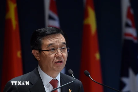 Bộ trưởng Thương mại Trung Quốc Cao Hổ Thành phát biểu tại một sự kiện ở Canberra, Australia ngày 17/6/2015. (Nguồn: AFP/TTXVN)
