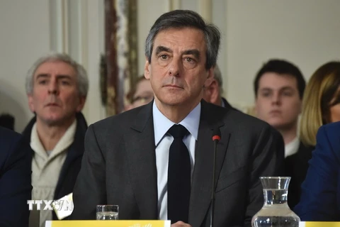 Ứng viên tranh cử Tổng thống Pháp Francois Fillon tại một hội nghị ở Tourcoing, miền bắc Pháp ngày 17/2. (Nguồn: AFP/ TTXVN)