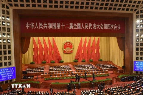 Kỳ họp thứ tư Đại hội đại biểu nhân dân toàn quốc (Quốc hội) Trung Quốc. (Ảnh: Thu Yến Kiên/TTXVN)