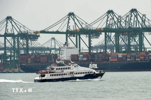 Một cảng hàng hóa ở Singapore. (Nguồn: AFP/TTXVN)