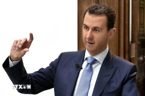 Tổng thống Syria Bashar al-Assad trả lời phỏng vấn báo chí ở Damascus ngày 3/4. (Nguồn: EPA/TTXVN)