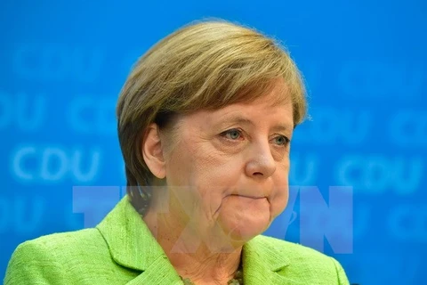 Thủ tướng Đức Angela Merkel tại một cuộc họp báo ở Berlin. (Nguồn: AFP/TTXVN)