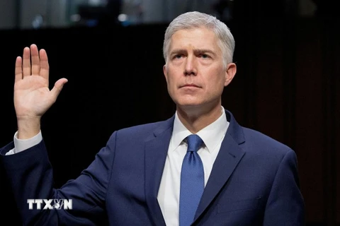 Ông Neil Gorsuch trong phiên điều trần tại Ủy ban Tư pháp Thượng viện Mỹ ở Washington, DC. ngày 20/3. (Nguồn: AFP/ TTXVN)