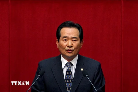 Chủ tịch Quốc hội Hàn Quốc Chung Sye-kyun phát biểu tại thủ đô Seoul. (Nguồn: EPA/TTXVN)