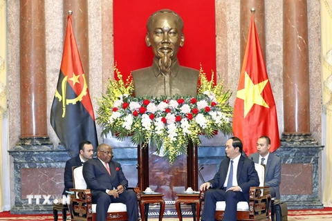 Chủ tịch nước Trần Đại Quang tiếp Bộ trưởng Ngoại giao Cộng hòa Angola, Georges Rebelo Pinto Chikoti sang thăm chính thức Việt Nam. (Ảnh: Nhan Sáng/TTXVN)