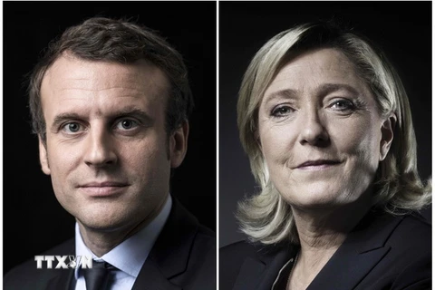 Hai ứng cử viên Tổng thống Pháp là ông Emmanuel Macron (ảnh, trái) và bà Marine Le Pen (ảnh, phải) . (Nguồn: AFP/TTXVN)