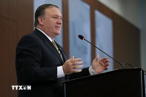 Giám đốc Cơ quan Tình báo trung ương Mỹ Mike Pompeo tại một sự kiện ở Washington, DC ngày 13/4. (Nguồn: AFP/TTXVN)