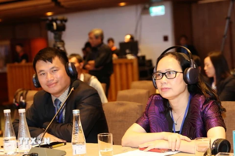 Đoàn Việt Nam dự Hội nghị chuyên đề IPU khu vực châu Á - Thái Bình Dương. (Ảnh: Trọng Đức/TTXVN)
