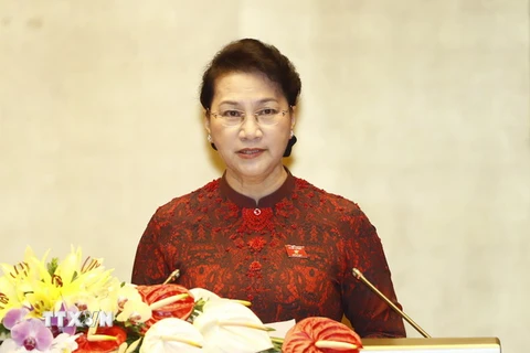 Chủ tịch Quốc hội Nguyễn Thị Kim Ngân phát biểu khai mạc. (Ảnh: Thống Nhất/TTXVN)