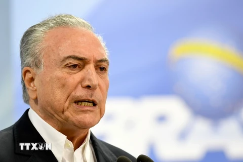Tổng thống Michel Temer tại một sự kiện ở Brasilia ngày 20/5. (Nguồn: AFP/TTXVN)