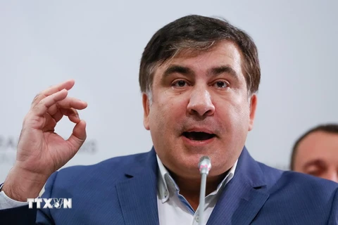 Cựu Tổng thống Gruzia Mikhail Saakashvili tại cuộc họp báo ở Kiev, Ukraine ngày 11/11/2016. (Nguồn: EPA/TTXVN)
