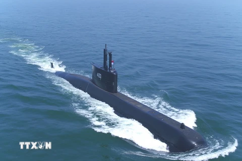 Tàu ngầm 1.400 tấn do hãng Daewoo Shipbuilding & Marine Engineering của Hàn Quốc chế tạo được bàn giao cho hải quân Indonesia ngày 2/8. (Nguồn: Yonhap/TTXVN)