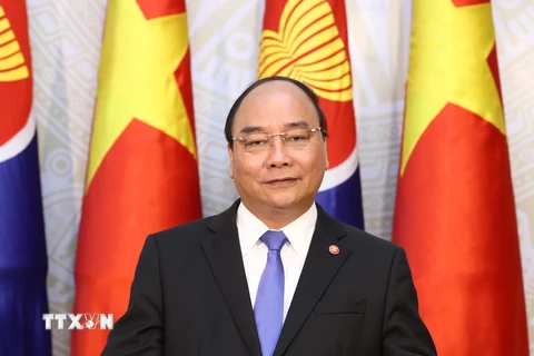 Thủ tướng Chính phủ Nguyễn Xuân Phúc phát biểu chào mừng nhân kỷ niệm 50 năm Ngày hình thành và phát triển ASEAN. (Ảnh: Thống Nhất/TTXVN)