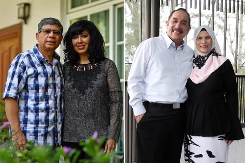 Doanh nhân Mohamed Salleh Marican cùng vợ (trái) và cựu Chủ tịch công ty dầu khí Bourbon Offshore Asia Pacific Farid Khan cùng vợ. (Nguồn: straitstimes.com)