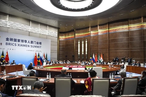 Toàn cảnh phiên họp ngày 4/9 Hội nghị thượng đỉnh BRICS tại Hạ Môn, tỉnh Phúc Kiến, Đông Nam Trung Quốc. (Nguồn: AFP/TTXVN)