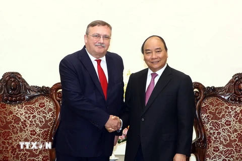 Thủ tướng Nguyễn Xuân Phúc tiếp ông Csaba Ory, Đại sứ Hungary đến chào xã giao nhân dịp nhận nhiệm kỳ công tác tại Việt Nam. (Ảnh: Thống Nhất/TTXVN)