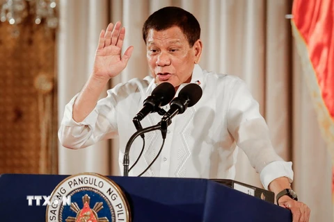Tổng thống Philippines Rodrigo Duterte phát biểu tại thủ đô Manila. (Nguồn: EPA/TTXVN)