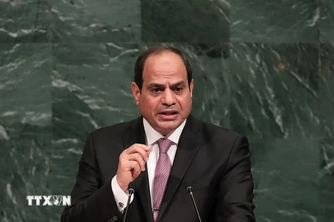 Tổng thống Ai Cập Abdel Fattah El-Sisi phát biểu tại Khóa họp 72 của Đại hội đồng LHQ ở New York, Mỹ ngày 19/9. (Nguồn: AFP/TTXVN)