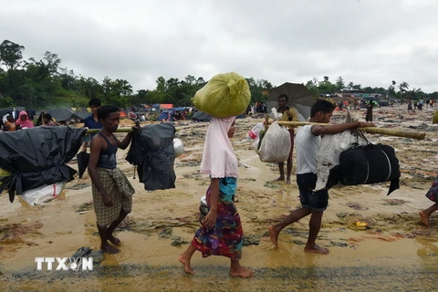Người tị nạn Hồi giáo Rohingya tại trại tị nạn ở Balukhali, Bangladesh ngày 17/9. (Nguồn: AFP/TTXVN)