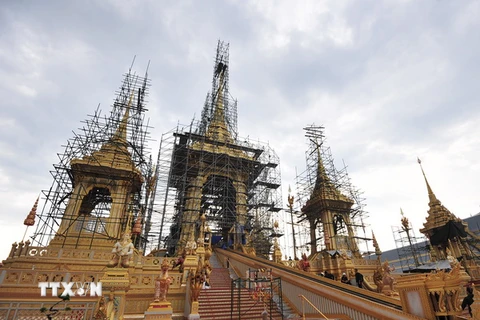 Khu vực sẽ diễn ra lễ hỏa táng thi hài cố Quốc vương Bhumibol Adulyadej tại thủ đô Bangkok ngày 2/10. (Nguồn: THX/TTXVN)