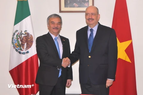 Đại sứ Nguyễn Hoài Dương và Thứ trưởng Ngoại giao Mexico Carlos de Icaza. (Ảnh: Việt Hùng/Vietnam+)