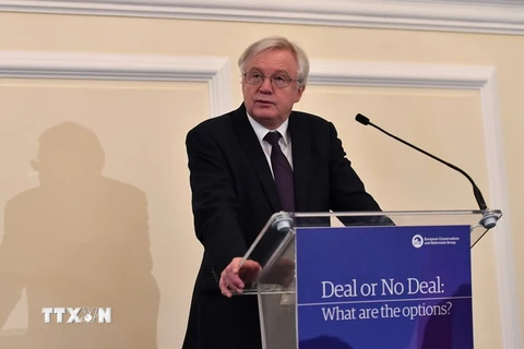 Bộ trưởng phụ trách vấn đề Brexit của Anh David Davis phát biểu tại thủ đô London ngày 21/11. (Nguồn: AFP/TTXVN)