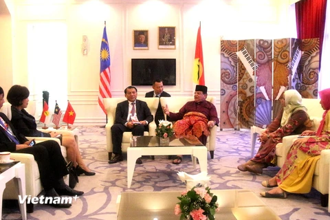 Tổng thư ký UMNO Tengku Adnan Tengky Mansor tiếp ông Nguyễn Văn Hùng và Đoàn đại biểu Việt Nam. (Ảnh: Hoàng Nhương/Vietnam+)