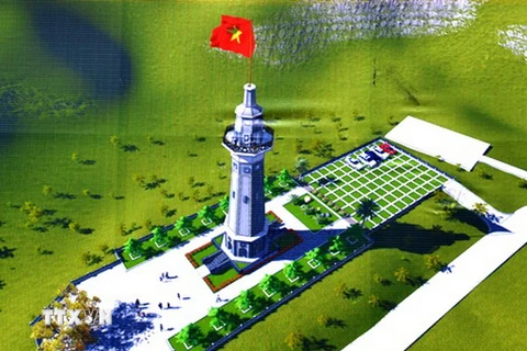 Mô hình công trình Cột cờ Lũng Pô. (Ảnh: Hồng Ninh-TTXVN)
