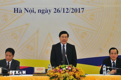Phó Thủ tướng, Bộ trưởng Ngoại giao Phạm Bình Minh phát biểu. (Ảnh: Nguyễn Khang/TTXVN)