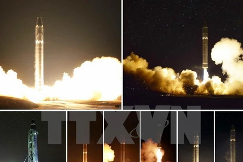 Vụ thử tên lửa đạn đạo liên lục địa Hwasong-15 của Triều Tiên ngày 29/11. (Nguồn: Yonhap/TTXVN)