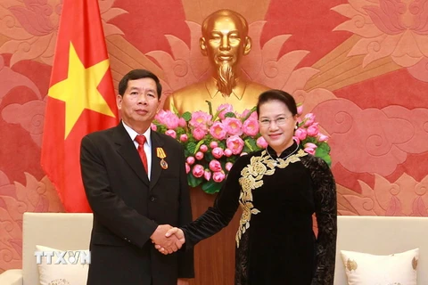 Chủ tịch Quốc hội Nguyễn Thị Kim Ngân tiếp Chánh án Tòa án nhân dân tối cao Lào Khamphanh Sit Thi Damph​a. (Ảnh: An Đăng/TTXVN)