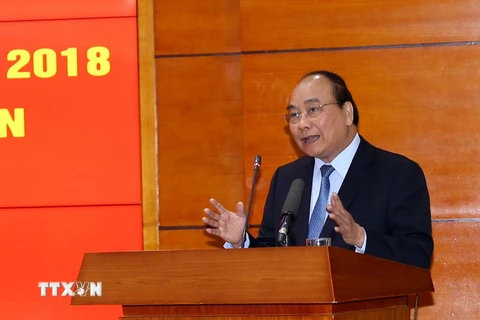 Thủ tướng Chính phủ Nguyễn Xuân Phúc phát biểu tại Hội nghị. (Ảnh: Vũ Sinh/TTXVN)