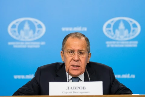 Ngoại trưởng Nga Sergei Lavrov trong cuộc họp báo tại Moskva ngày 15/1. (Nguồn: THX/TTXVN)
