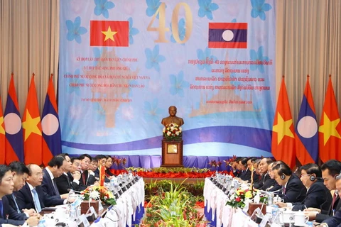Toàn cảnh Kỳ họp lần thứ 40 Ủy ban liên Chính phủ Việt Nam/Lào. (Ảnh: Thống Nhất/TTXVN)