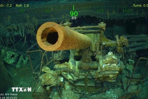 Xác tàu sân bay USS Lexington mới được tìm thấy dưới biển. (Nguồn: CNN/TTXVN)